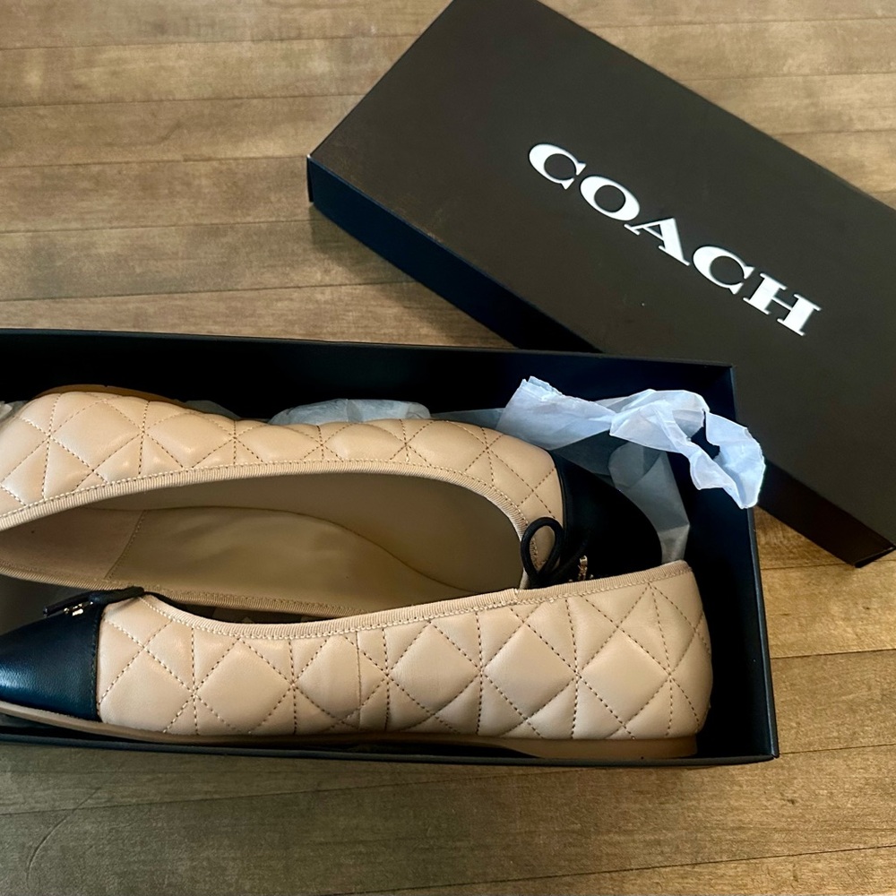 Coach Genuine Leather Allyson Quilted Ballet Flats Size 10 - Picture 6 of 16